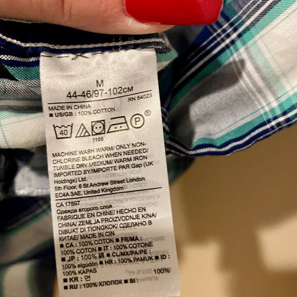 Banana Republic Pinpoint Oxford Shirt Green Plaid - Picture 8 of 9